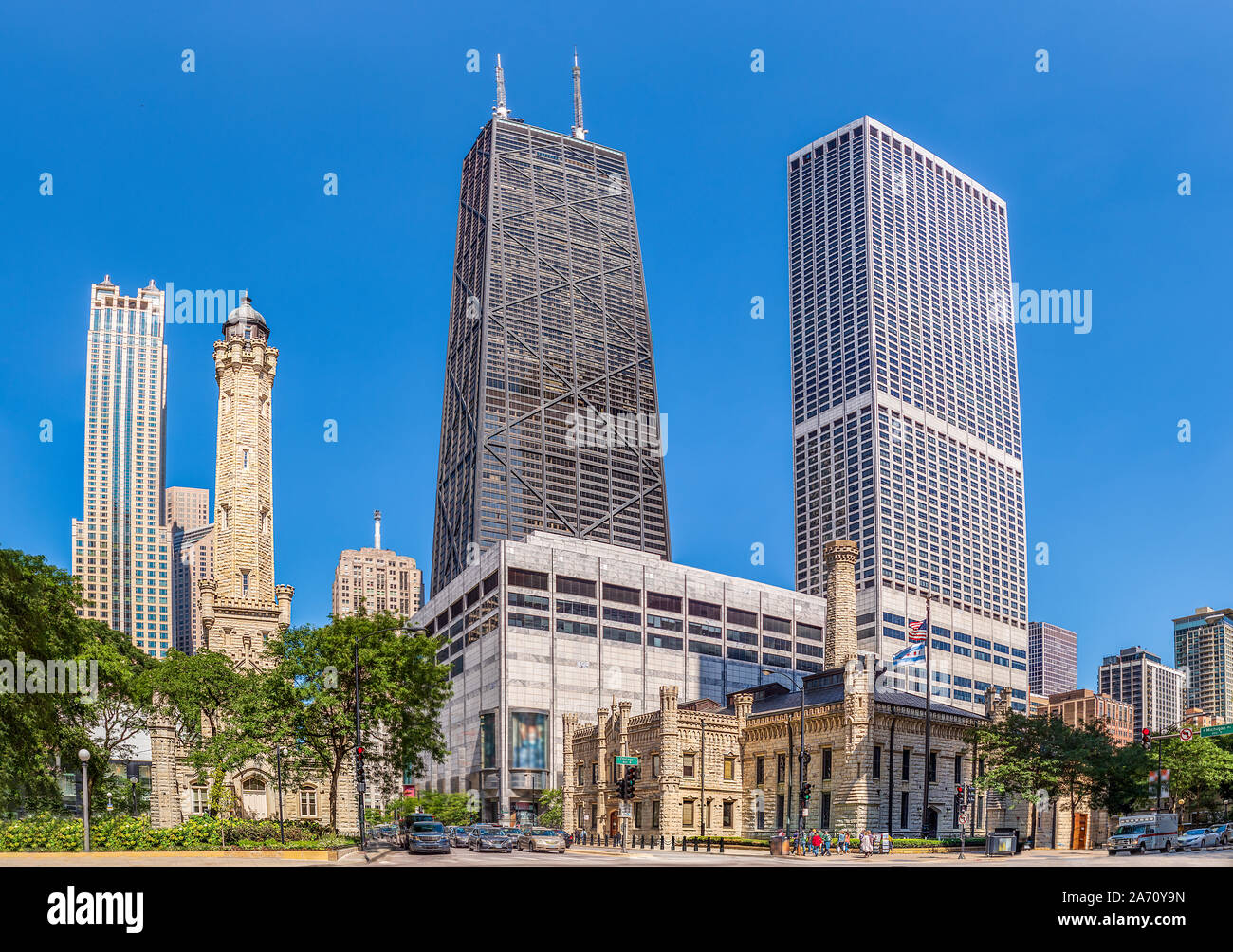 In der Innenstadt von Chicago auf der Michigan Avenue im Sommer Stockfoto