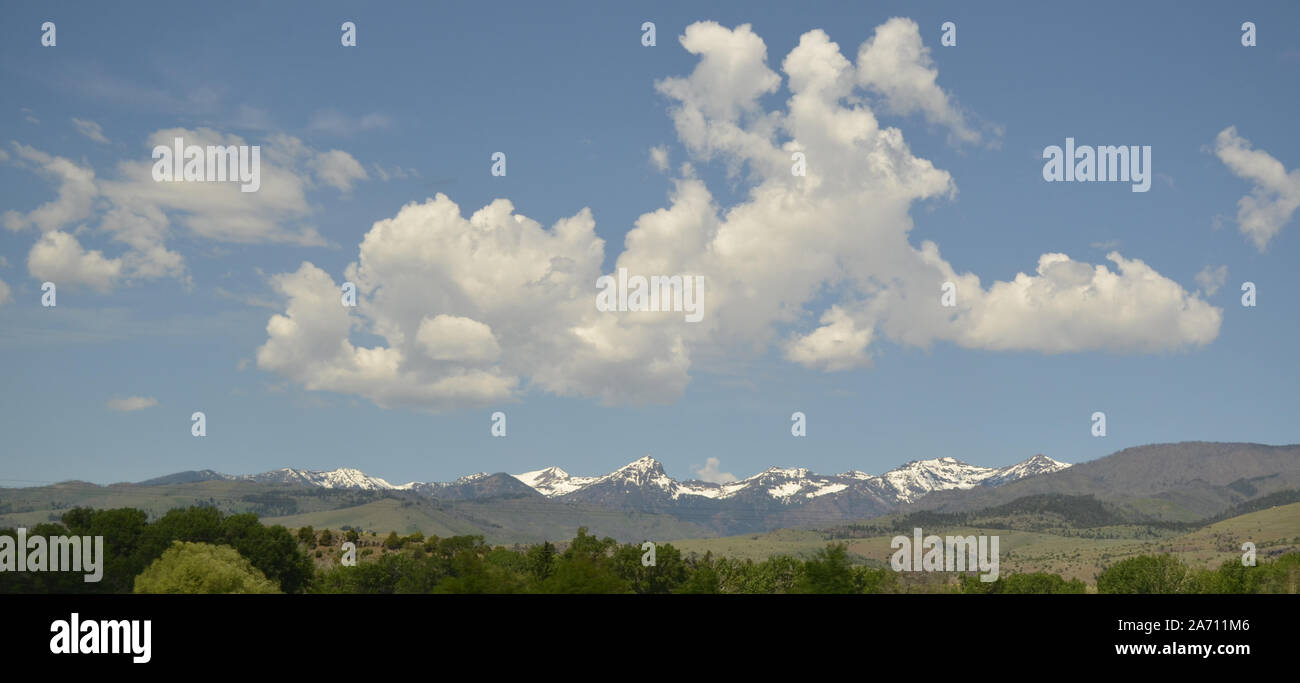 Später Frühling in Montana: Across Paradise Valley zu den Absaroka Mountains Stockfoto