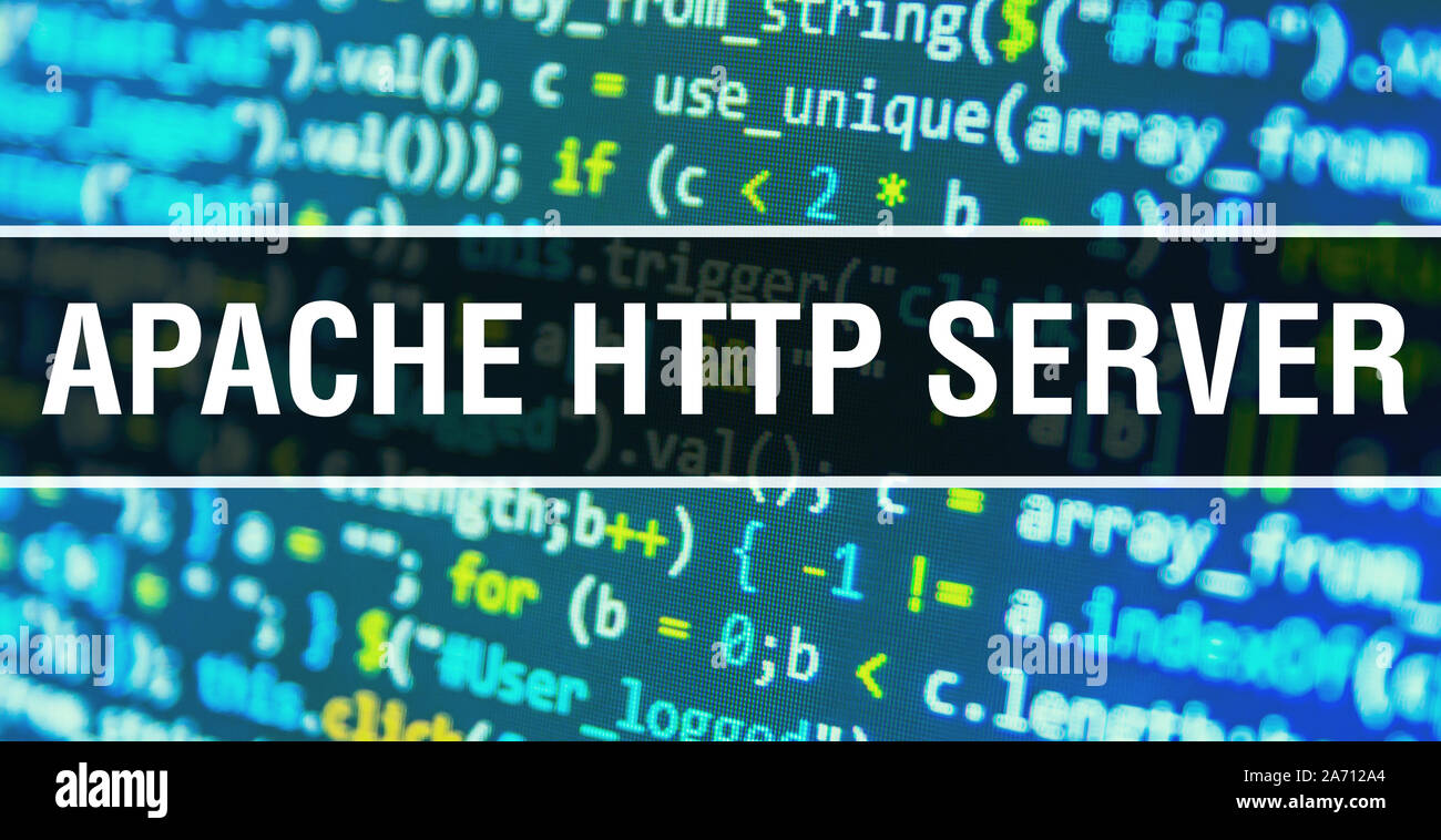 APACHE HTTP-SERVER mit digitalen Java code Text. APACHE HTTP Server und Computer Software coding Vektor Konzept. Programmierung Programmierung script Java, digita Stockfoto