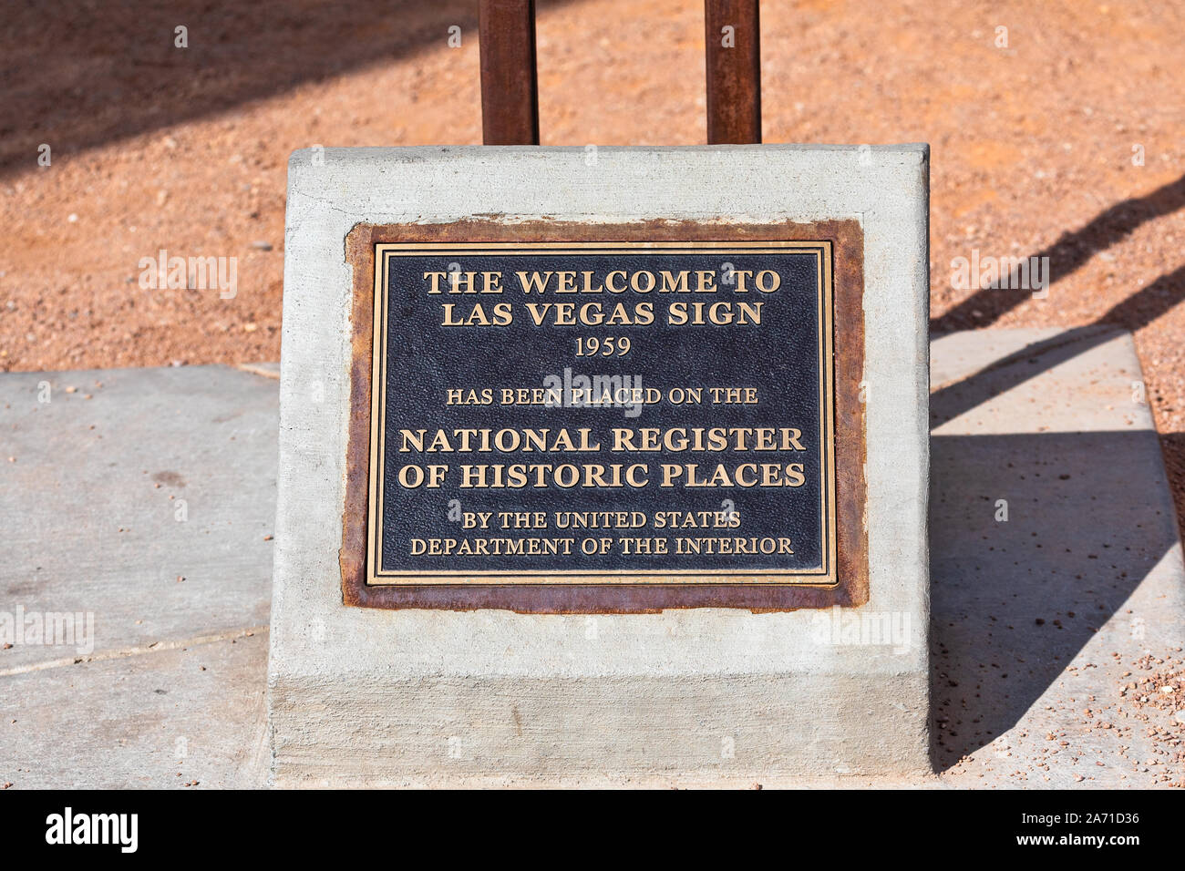 Zu Las Vegas Schild Plakette in Las Vegas, Nevada, USA Willkommen Stockfoto
