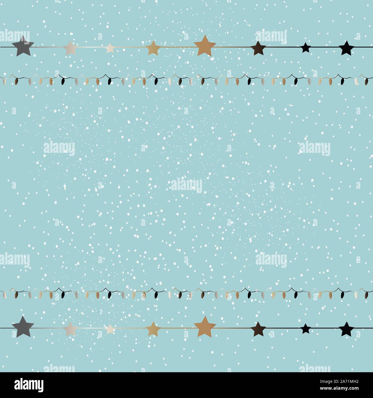 Cute Winter Hintergrund mit goldenen Lichter und Sterne auf dezente Hintergrund mit fallenden Schnee. Vector Illustration Stock Vektor