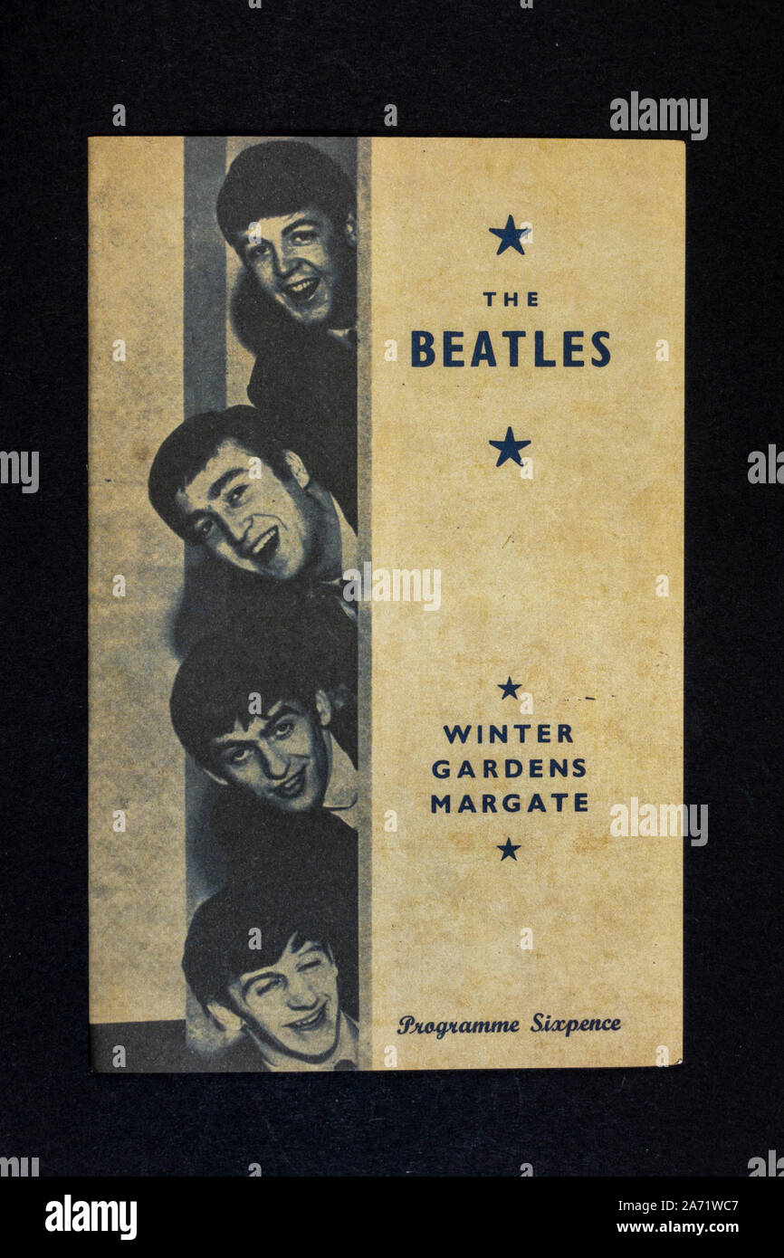 Replica Erinnerungsstücke über die Beatles: Programm für die Beatles Auftritt bei Wintergärten, Margate, 8.-13. Juli 1963. Stockfoto