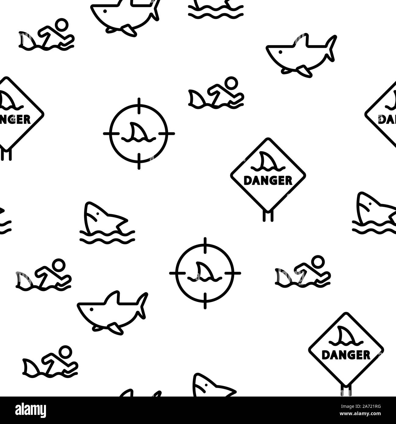 Hai Fisch Vector nahtlose Muster Stock Vektor