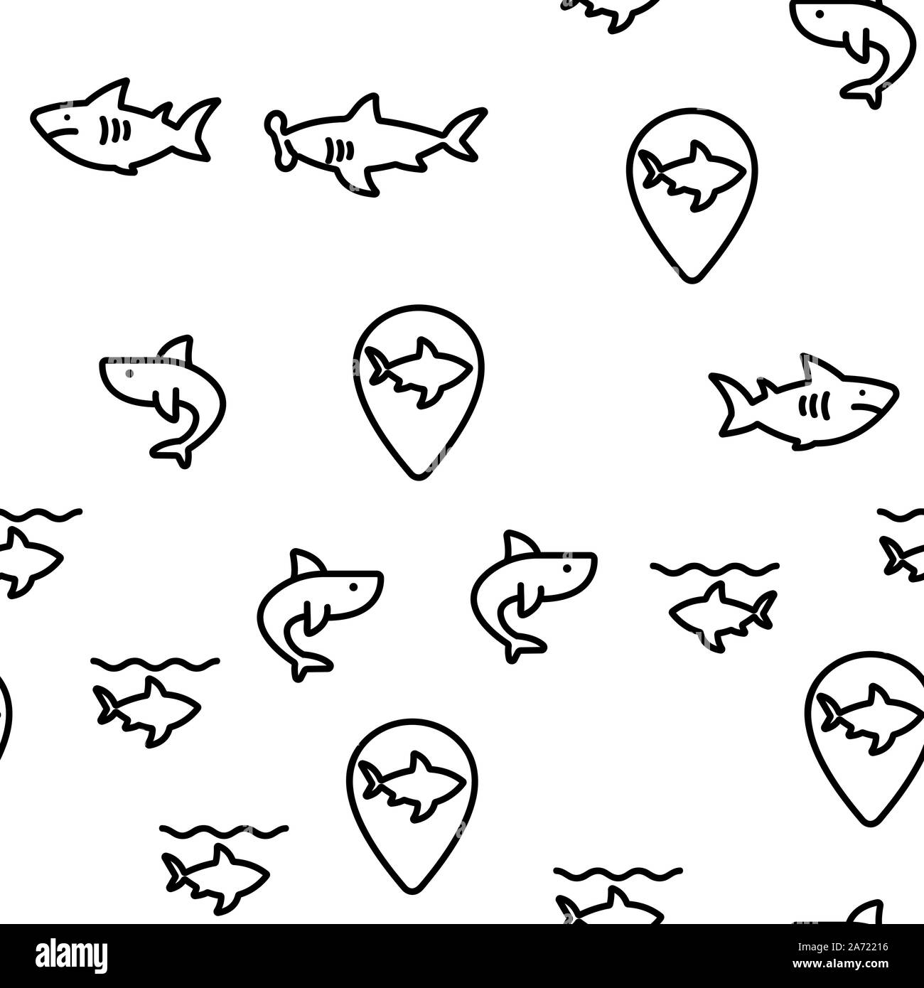 Hai Fisch Vector nahtlose Muster Stock Vektor