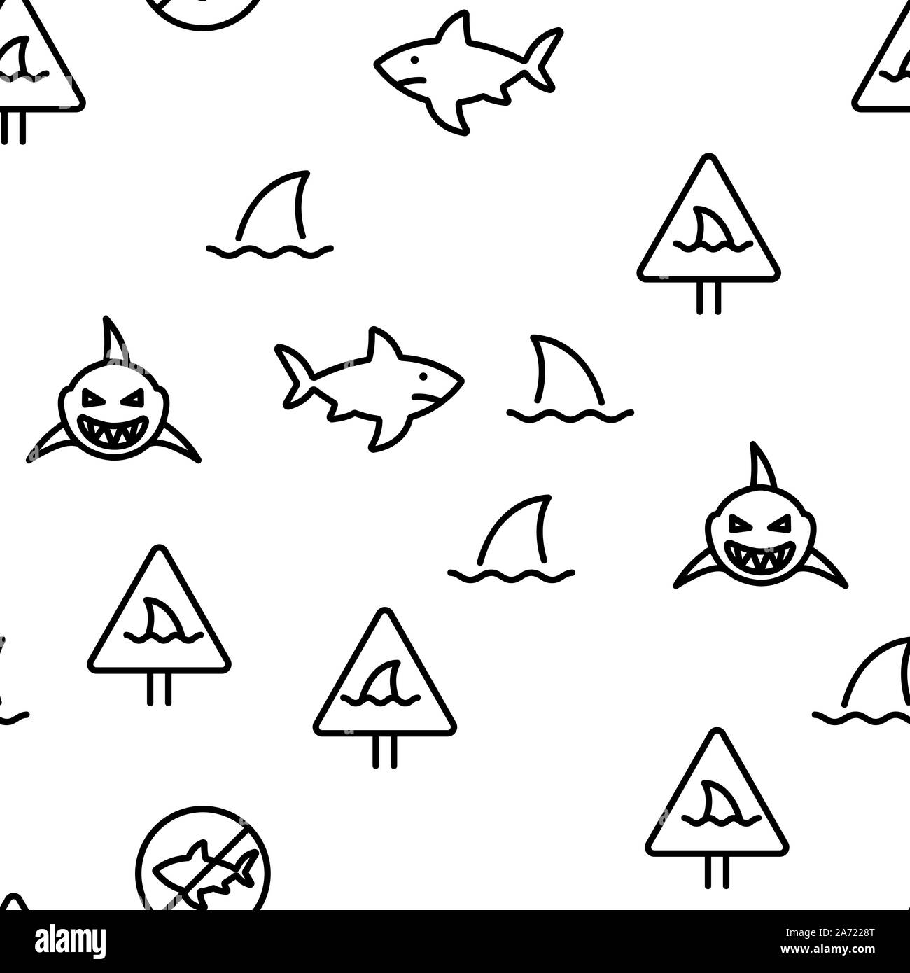 Hai Fisch Vector nahtlose Muster Stock Vektor