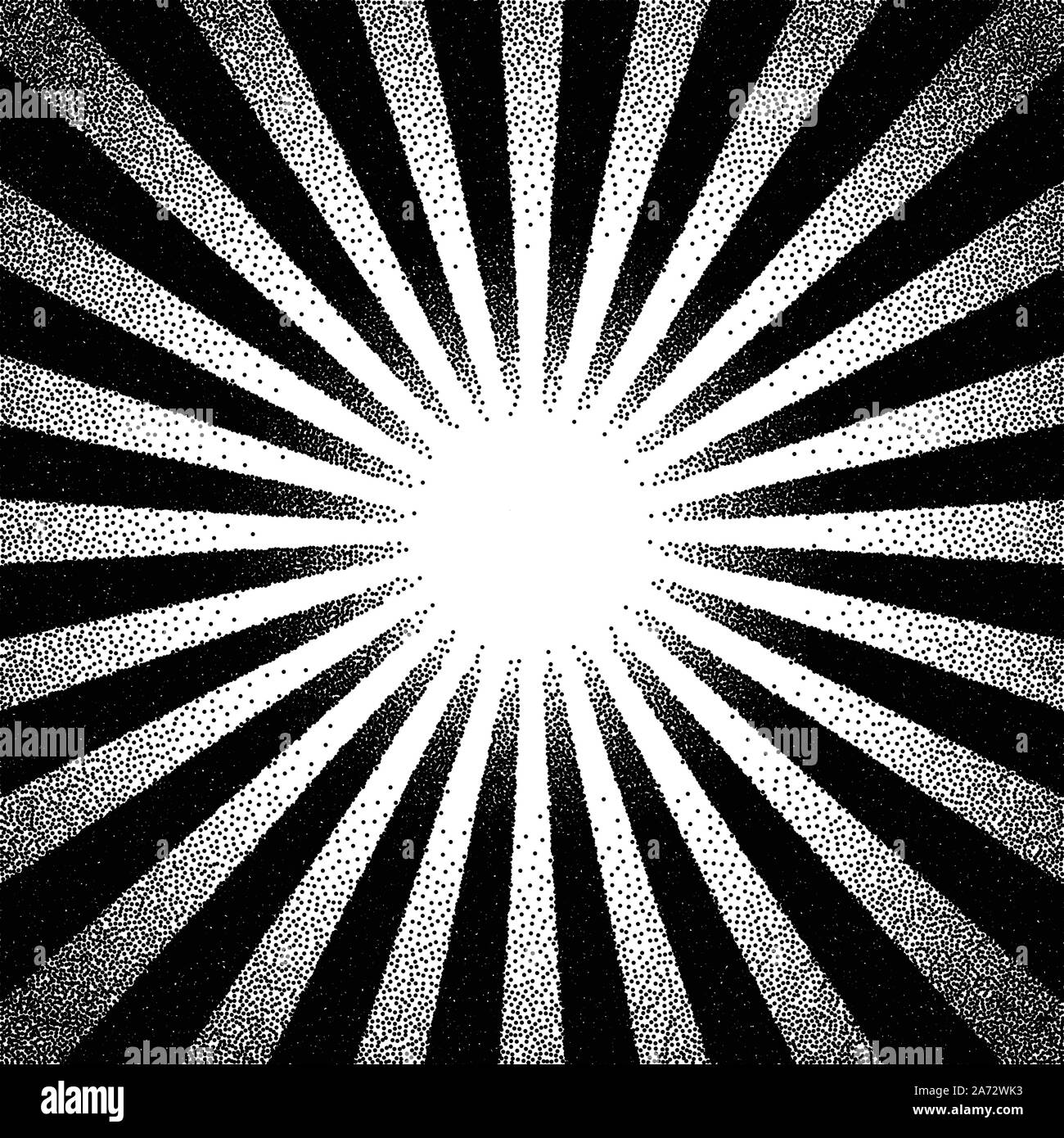 Dotwork Sonnenstrahlen, Vintage Sunburst oder Explosion Stock Vektor