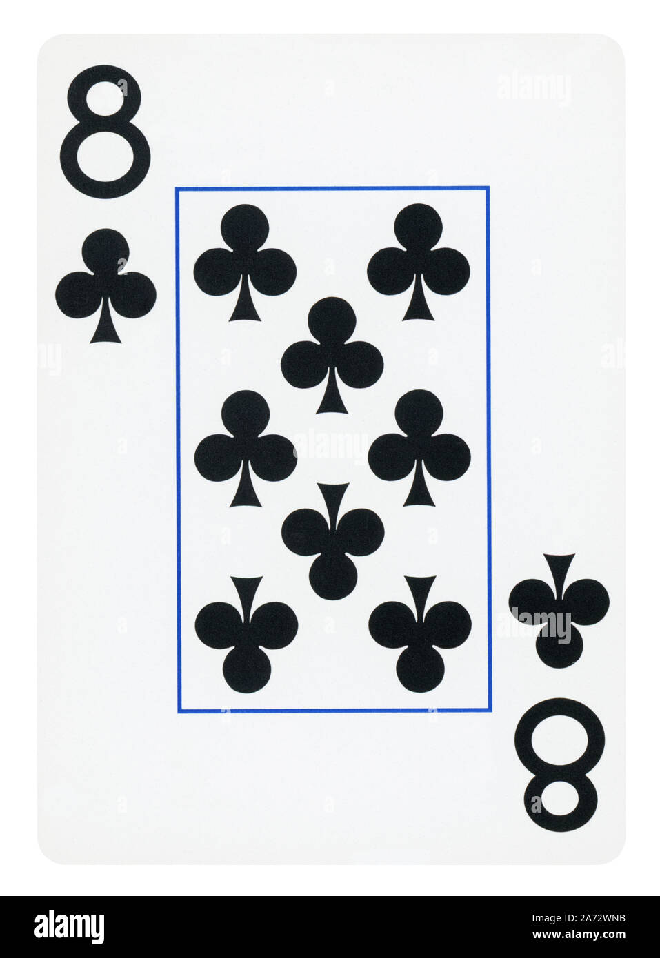 Acht Vereine spielen Karte - isoliert auf weißem (clipping path enthalten) Stockfoto