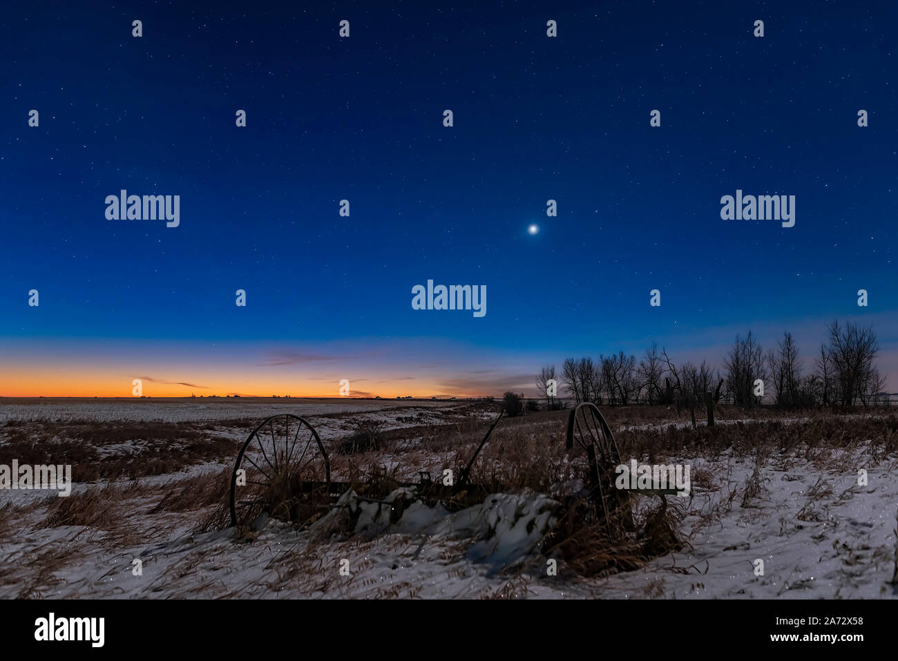 Venus als Morgenstern und an seinem größten Brillanz (oder beleuchtete Umfang) für diese Dämmerung Erscheinung, die auf Höhe -4,9 in der Morgendämmerung twiligh Stockfoto