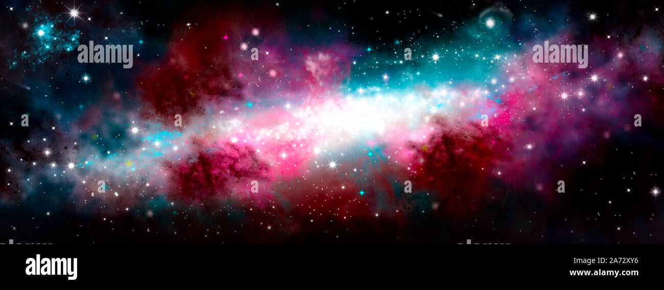 Die Geburt der Galaxie. Leuchtende Sterne. Star nebula. Cluster von Sternen. Die Nacht Sternenhimmel. Raum Hintergrund. Spase. Universum. Stockfoto