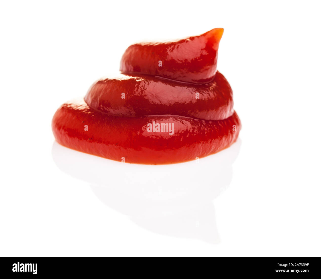 Detail Ansicht von vorne Tomate ketch up whith Schatten auf weißem Hintergrund Stockfoto