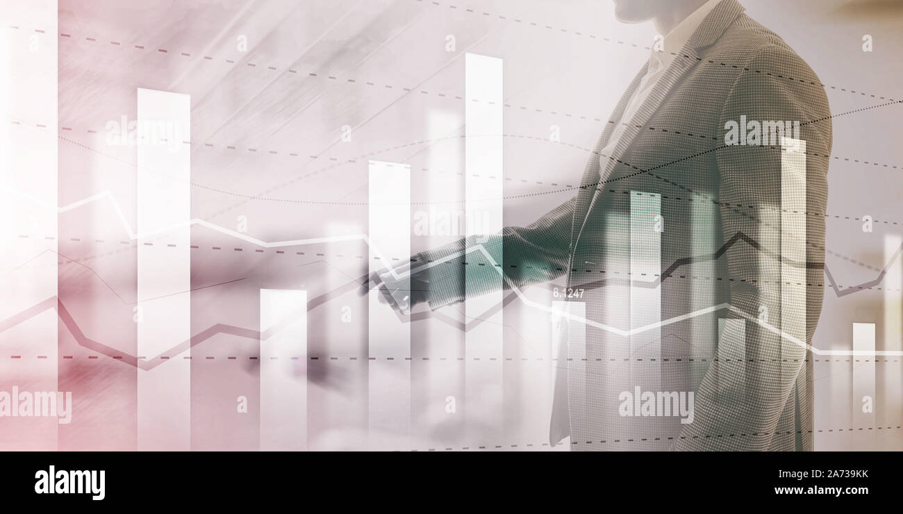 Business Team Händler investment Planung und Analyse Grafik Börse Trading mit Aktien Chart Daten Stockfoto