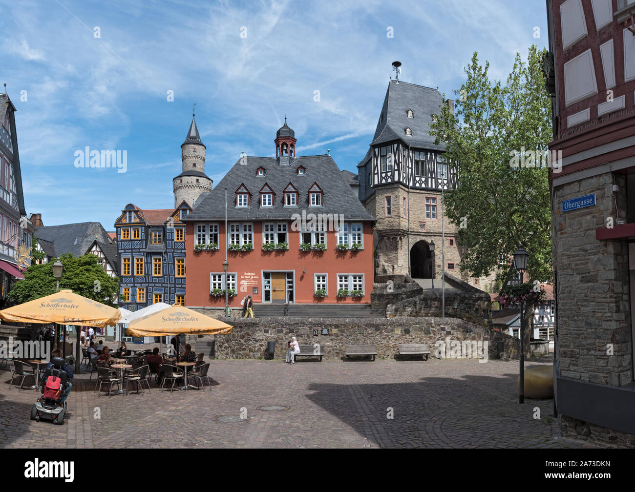 Blick auf den Koenig Adolf Platz Idstein, Hessen, Deutschland Stockfoto