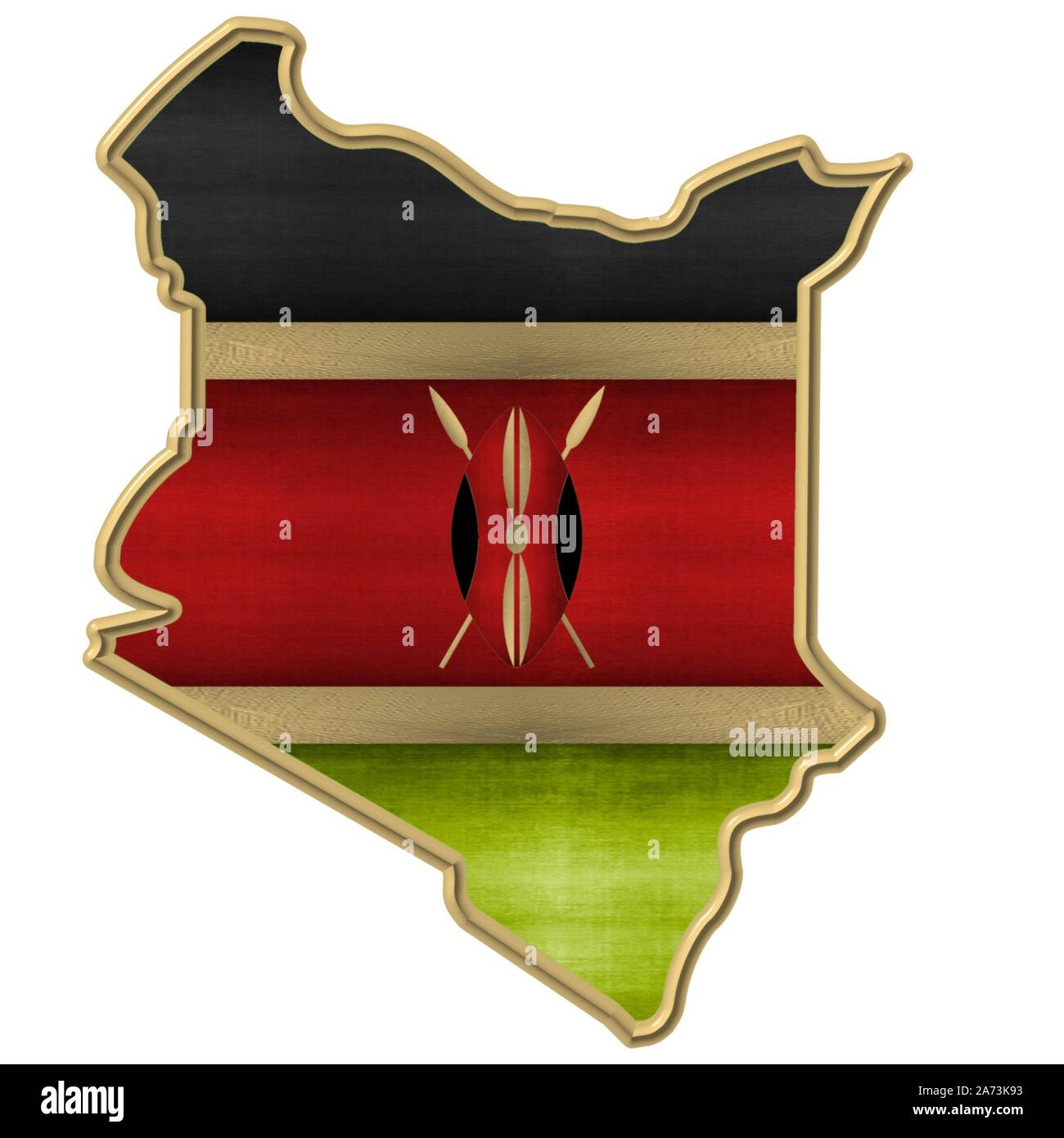 Die Farben und die Karte von Kenia Stockfoto