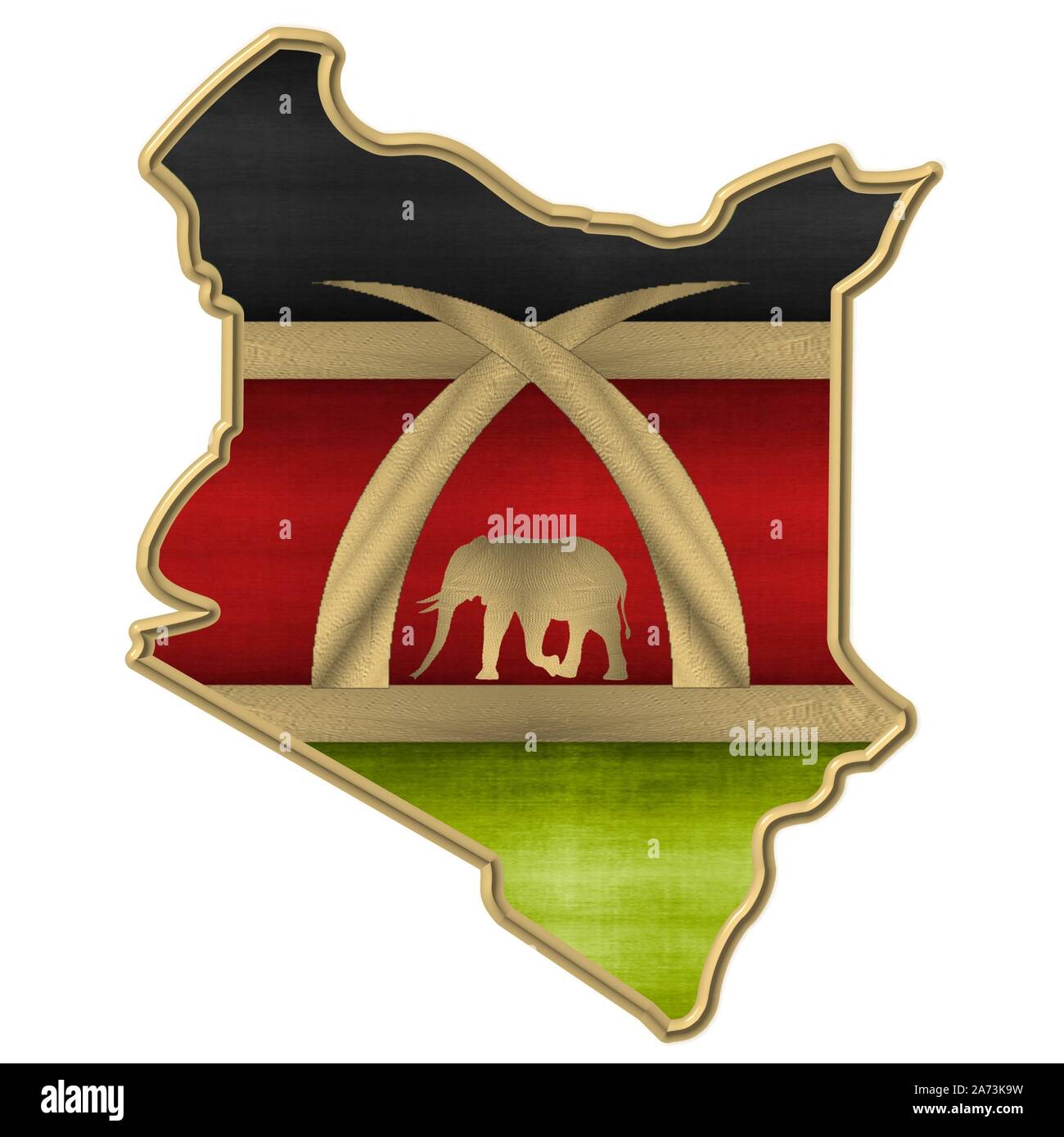 Die Farben und die Karte von Kenia Stockfoto