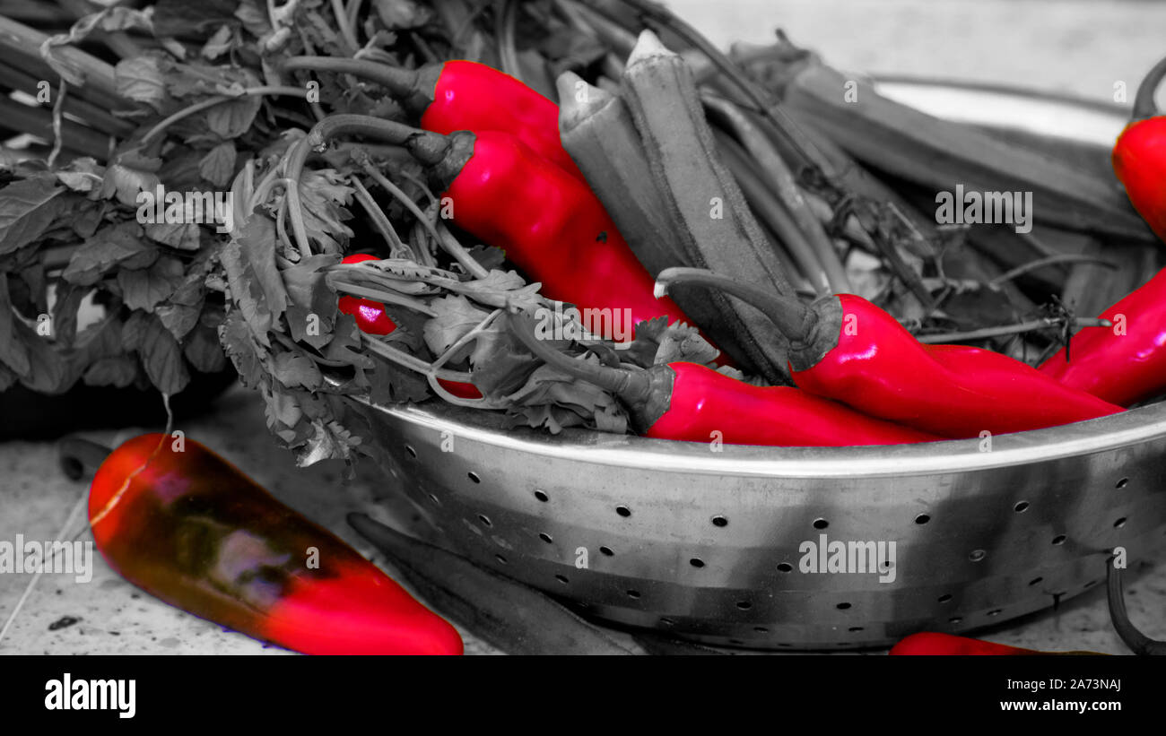 In dieses Bild in roter Chili Bild wird nur mit Gemüse. Stockfoto