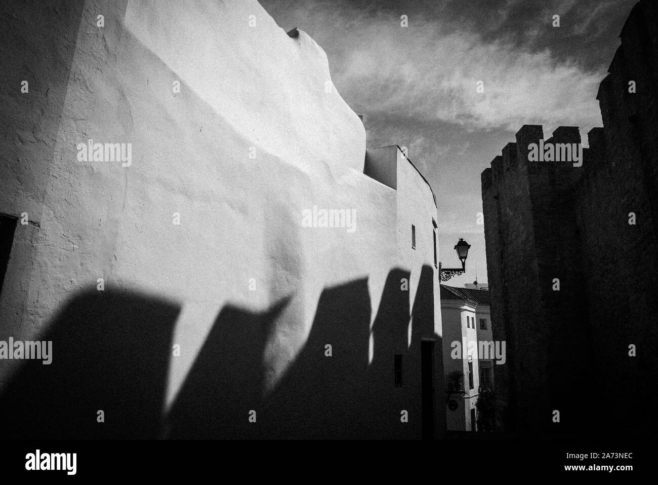 Die atemberaubende Dorf Vejer de la Frontera im Abendlicht Stockfoto