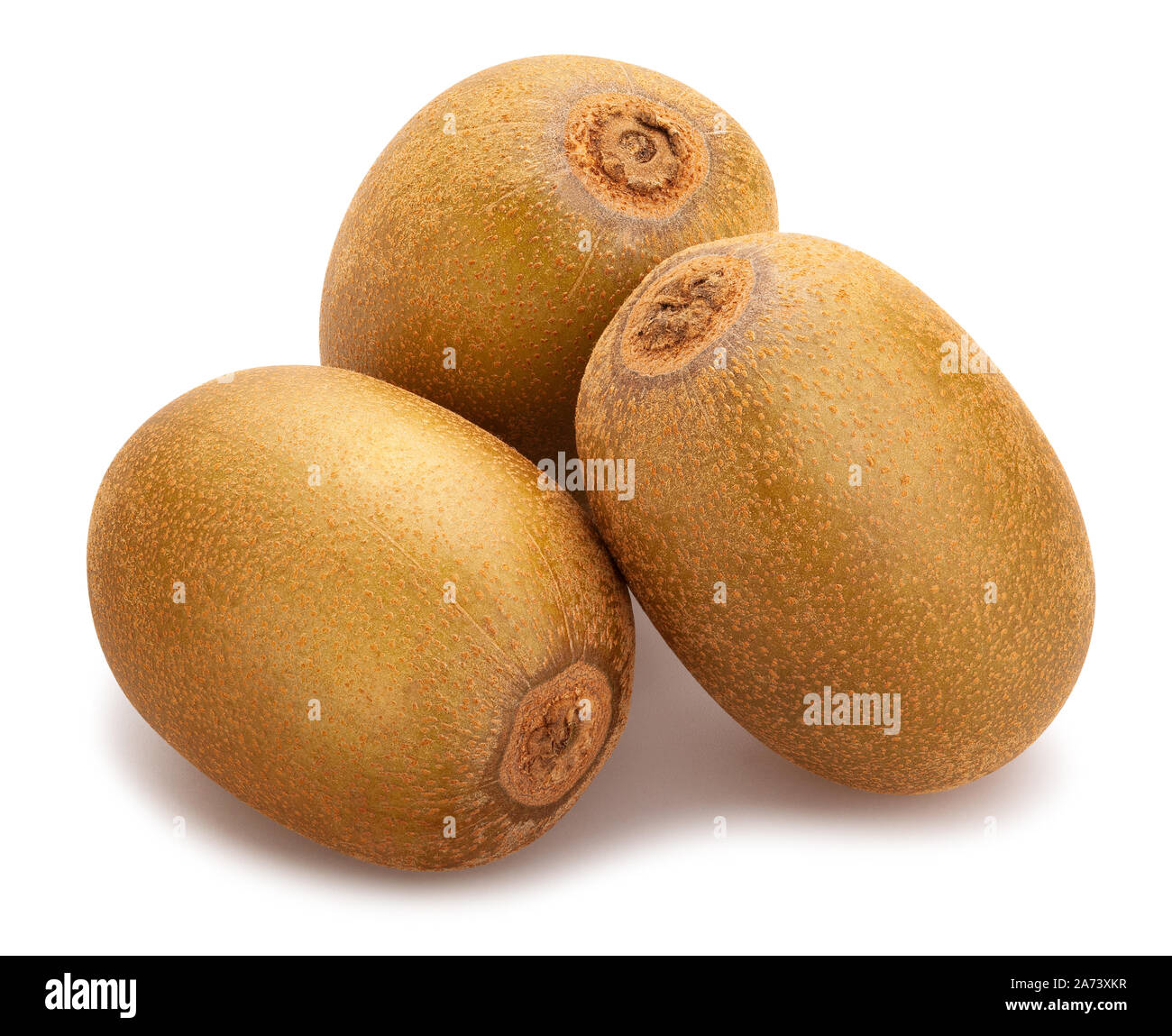 Golden Kiwi Pfad isoliert auf weißem Stockfoto