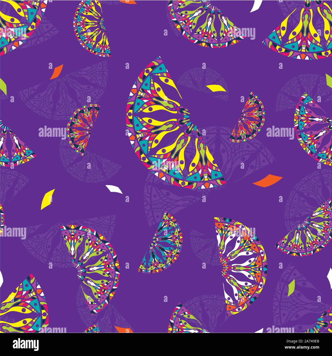 Nahtlose, sich wiederholendes Muster der abstrakten Zitronenscheiben. Stock Vektor