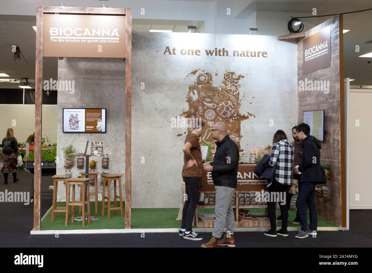 Biocanna Abschaltdruck am VegFest bei Olympia Exhibition Centre, West Kensington, London Stockfoto