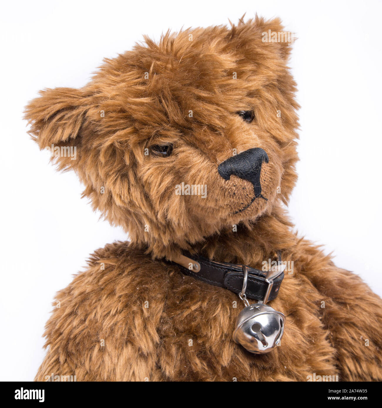 Vintage Teddybär auf weißem Hintergrund Stockfoto