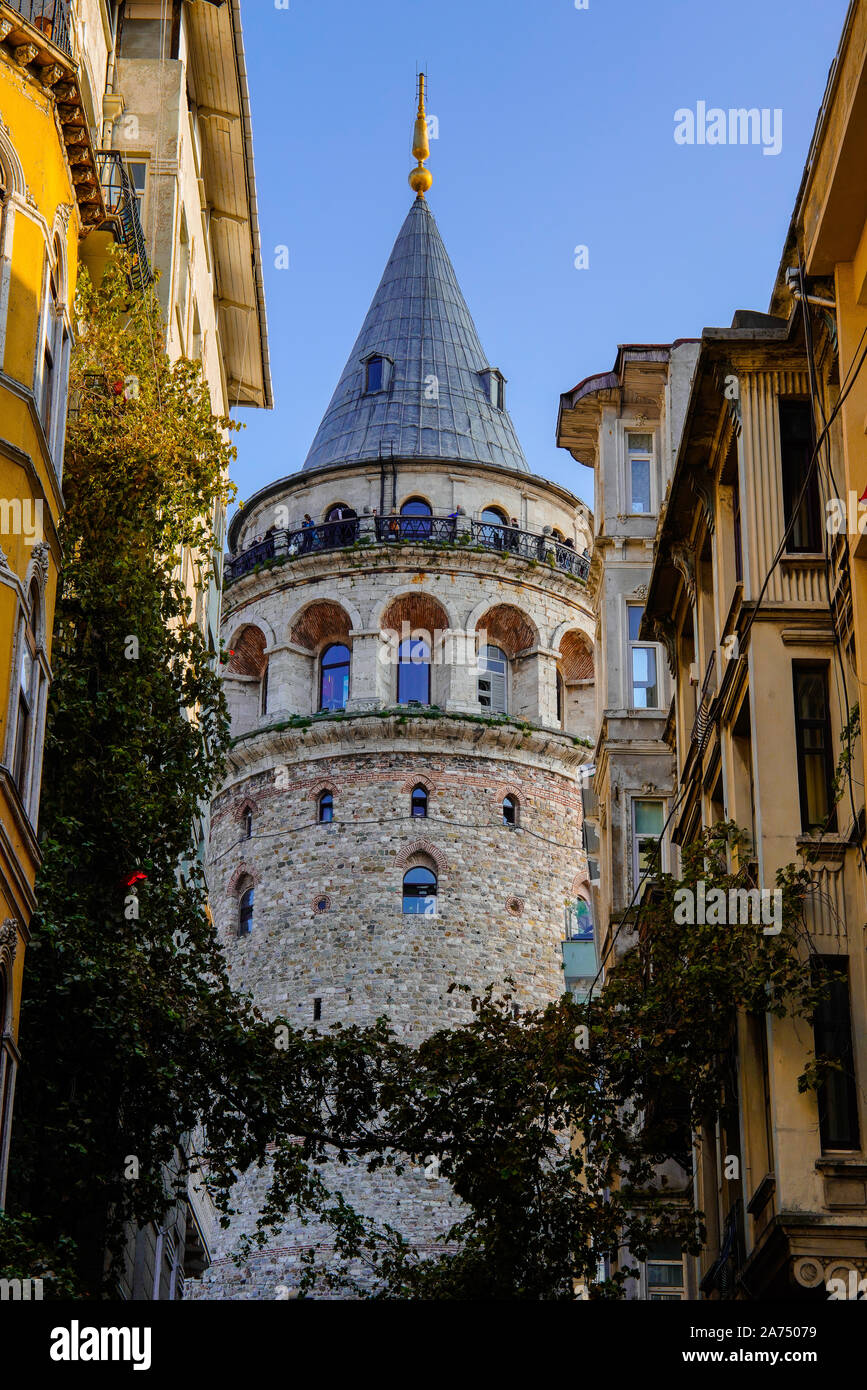 Galata Tower, alte Bosporus, Istanbul, Türkei. Stockfoto