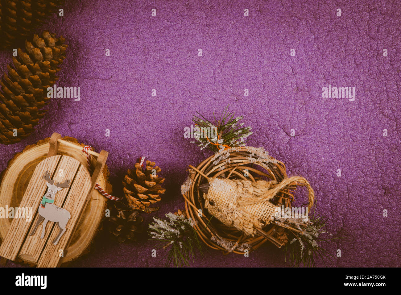 Neues Jahr und Weihnachten Karte mit Urlaub Attribute Stockfoto