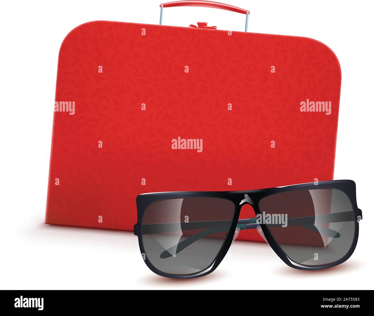 Rote Koffer mit Sonnenbrille Stock Vektor