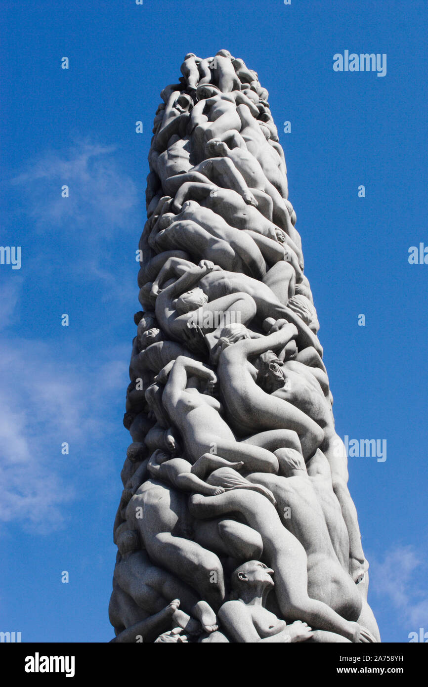 VIGELANDS Skulpturenpark in Frogner Park Oslo, wo die norwegischen Künstler Gustav Vigeland mehr als 200 sculture in Granit Bronze und Eisen werden platziert Stockfoto