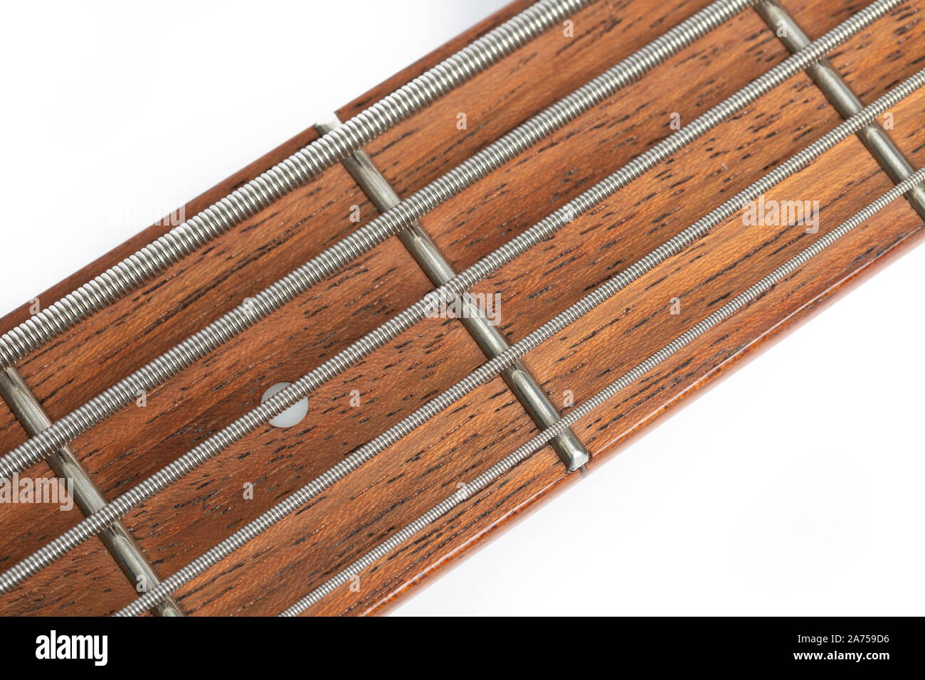 5 String Bass Freyboard und Bünde Stockfoto