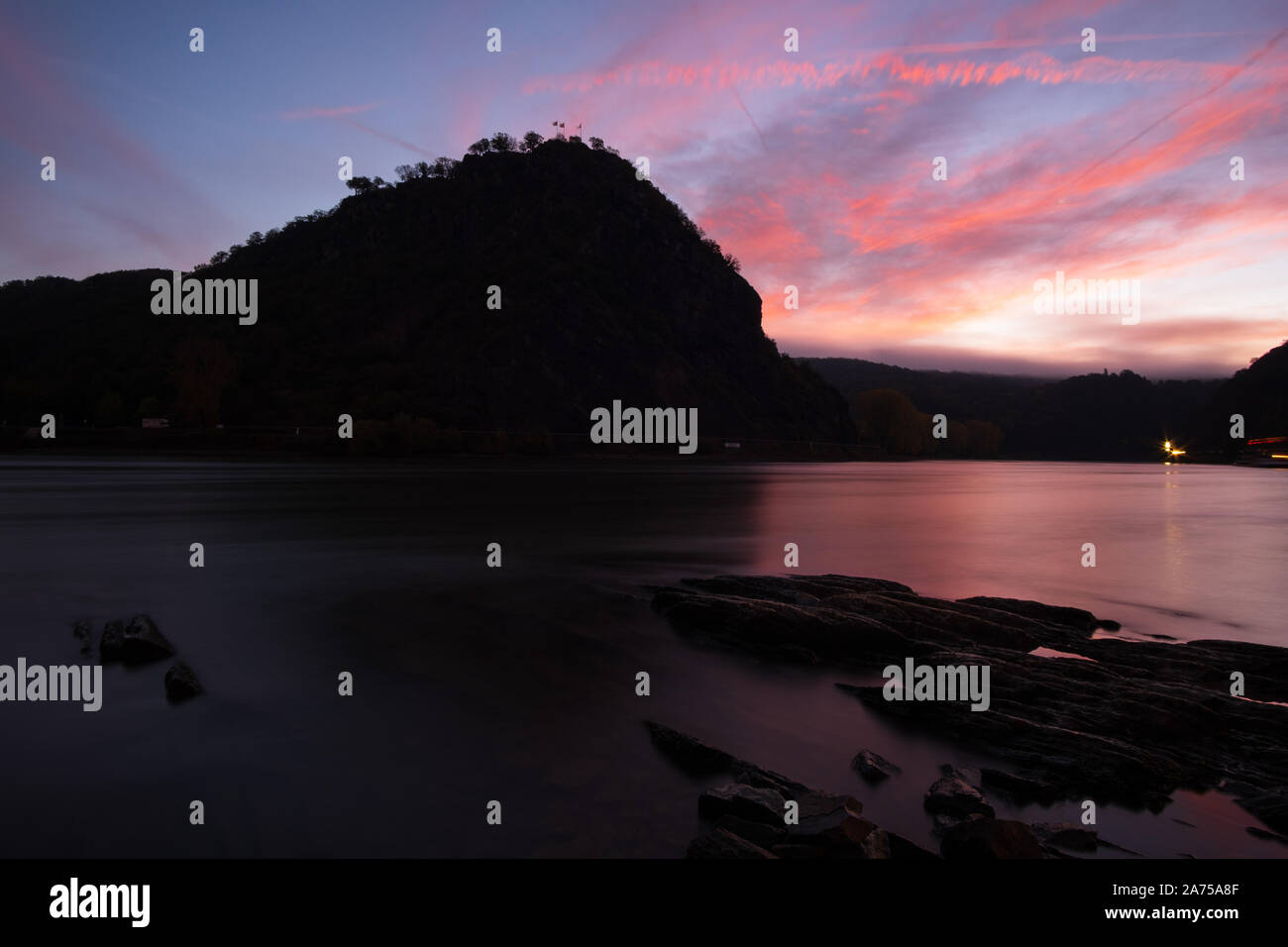 Loreley in der Morgendämmerung, Rheinland, Deutschland Stockfoto