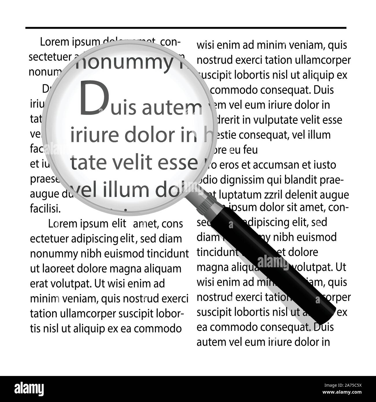 Blick durch ein Vergrößerungsglas zu dokumentieren. Stock Vektor