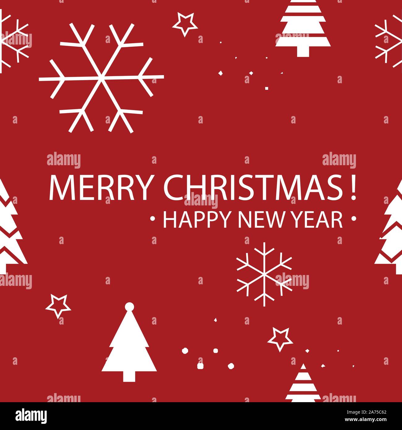 Einfache Weihnachten nahtlose Muster mit weißen Weihnachtsbäume und Bälle. Retro textile Kollektion. Auf rotem Hintergrund Stock Vektor