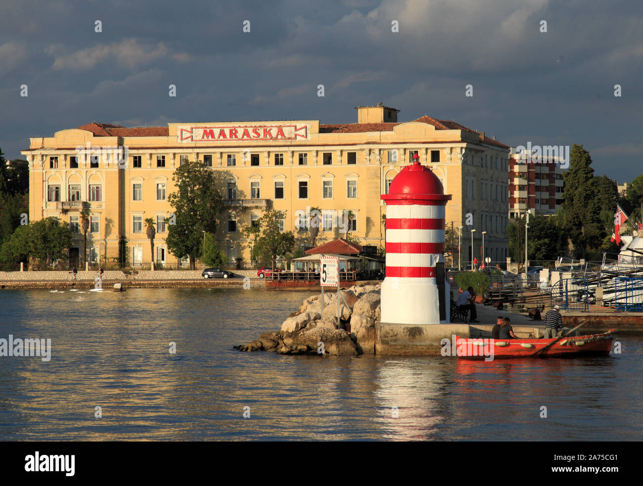Kroatien, Zadar, Hafen, Leuchtturm, Stockfoto