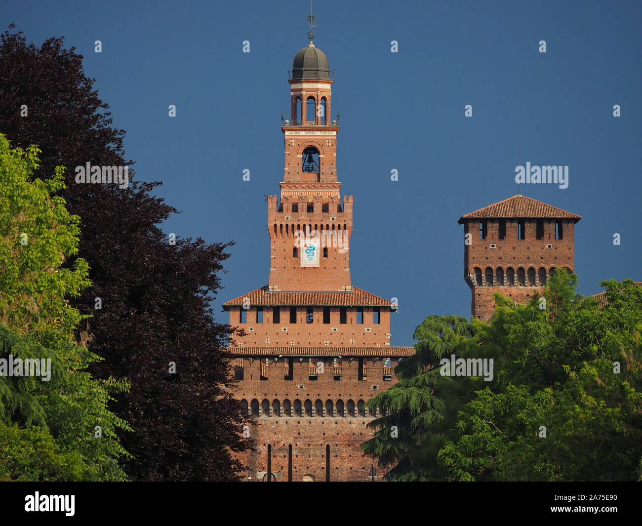 Hintere Kopfeinheit visual Sforza Schloss Sempione Park (Castello Sforzesco) in Mailand, Italien Stockfoto