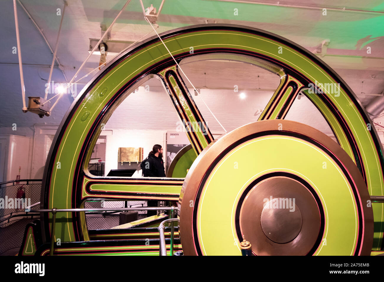 LONDON, UK, 20. März 2018: Close-up Motor innerhalb der Tower Bridge. Der viktorianische Motor Zimmer Haus der Kohle angetriebene Motoren, einmal an die macht Br verwendet Stockfoto