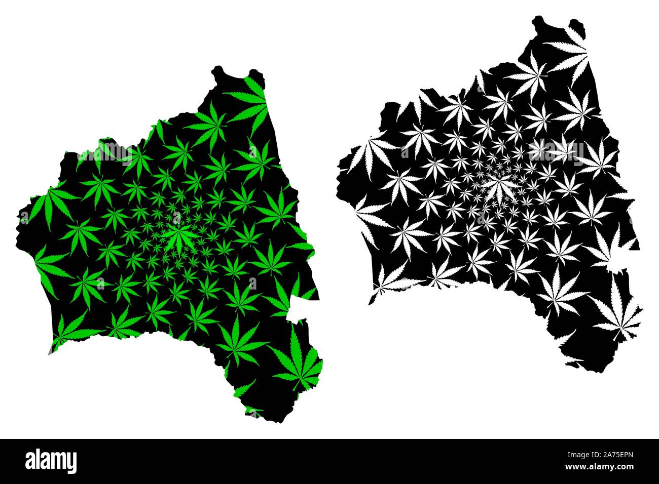 Gia Lai Provinz (Sozialistische Republik Vietnam, Unterteilungen von Vietnam) Karte cannabis Blatt grün und schwarz ausgelegt ist, Tinh Gia Lai Karte aus Mari Stock Vektor