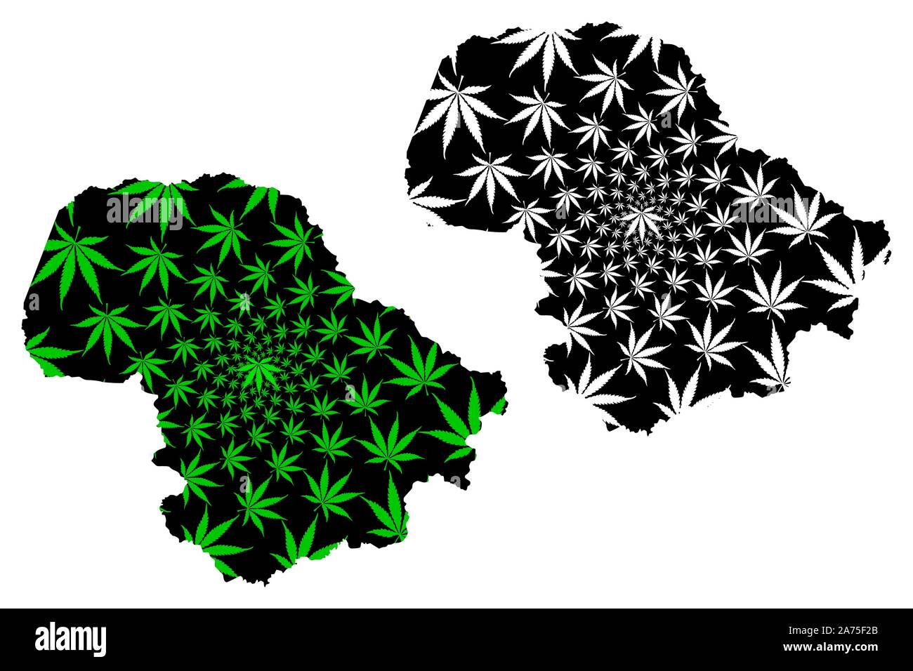 Provinz Dak Lak (Sozialistische Republik Vietnam, Unterteilungen von Vietnam) Karte cannabis Blatt grün und schwarz ausgelegt ist, Tinh Dac Nong Karte aus Mar Stock Vektor