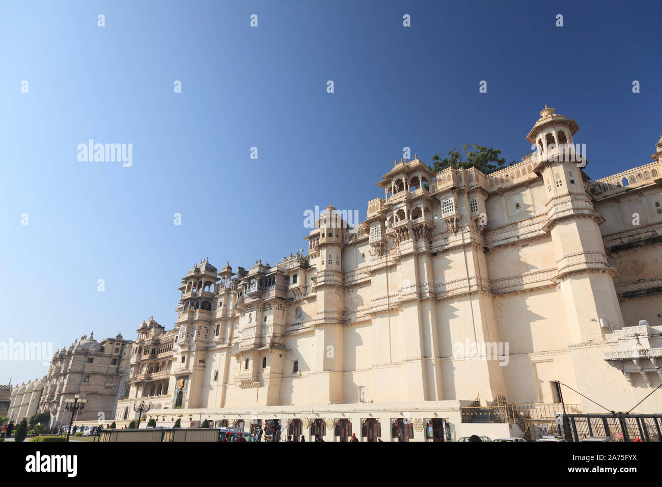 Indien, Rajasthan, Udaipur, Stadt Schlossanlage Stockfoto