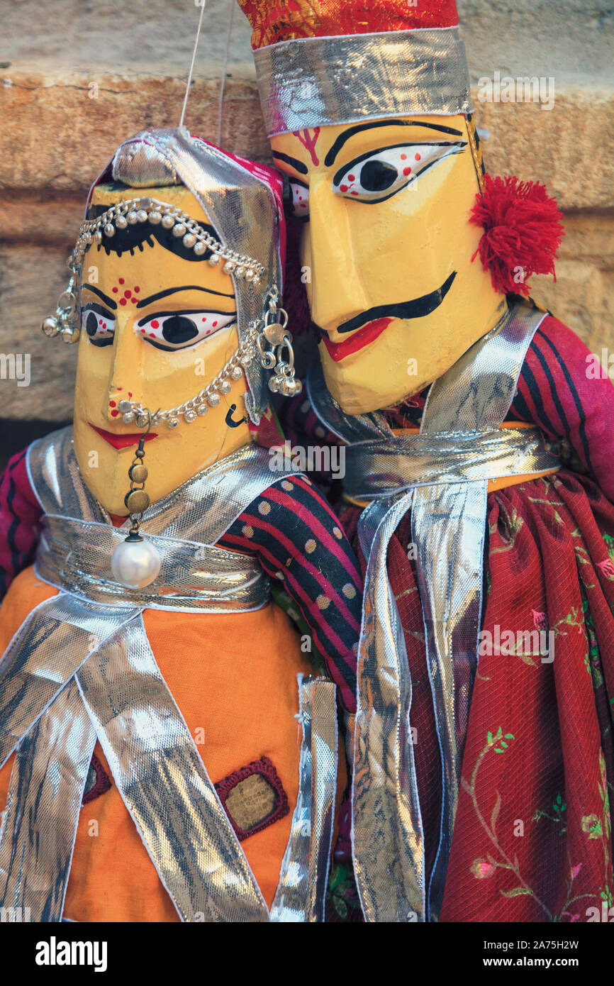 Indien, Rajasthan, Jaisalmer, Jaisalmer Fort, traditionellen Rajasthani-Puppen Stockfoto