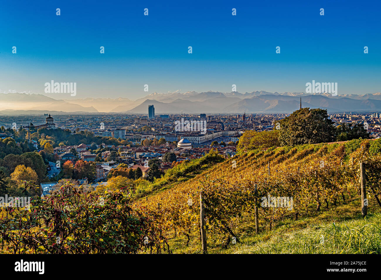 Italien Piemont Turin - Villa della Regina - Königliche Weinberg und Blick auf Turin vom Belvedere superiore Stockfoto