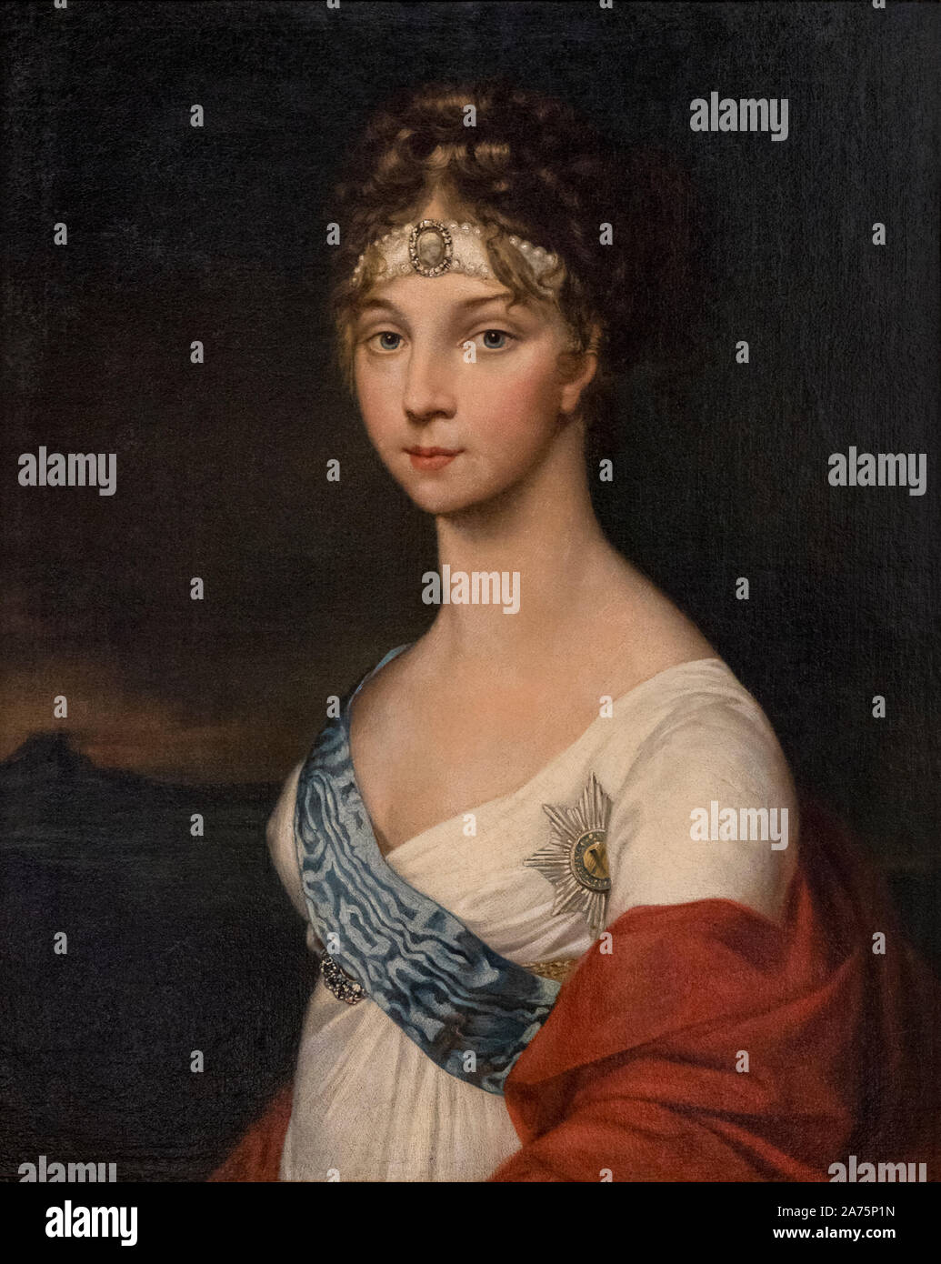 Porträt der Kaiserin Elisabeth Alexejewna oder Alexejewna, 1779 - 1826. Die Frau Alexanders I. Russlands. Nach einer Arbeit von August Tischbein. Stockfoto