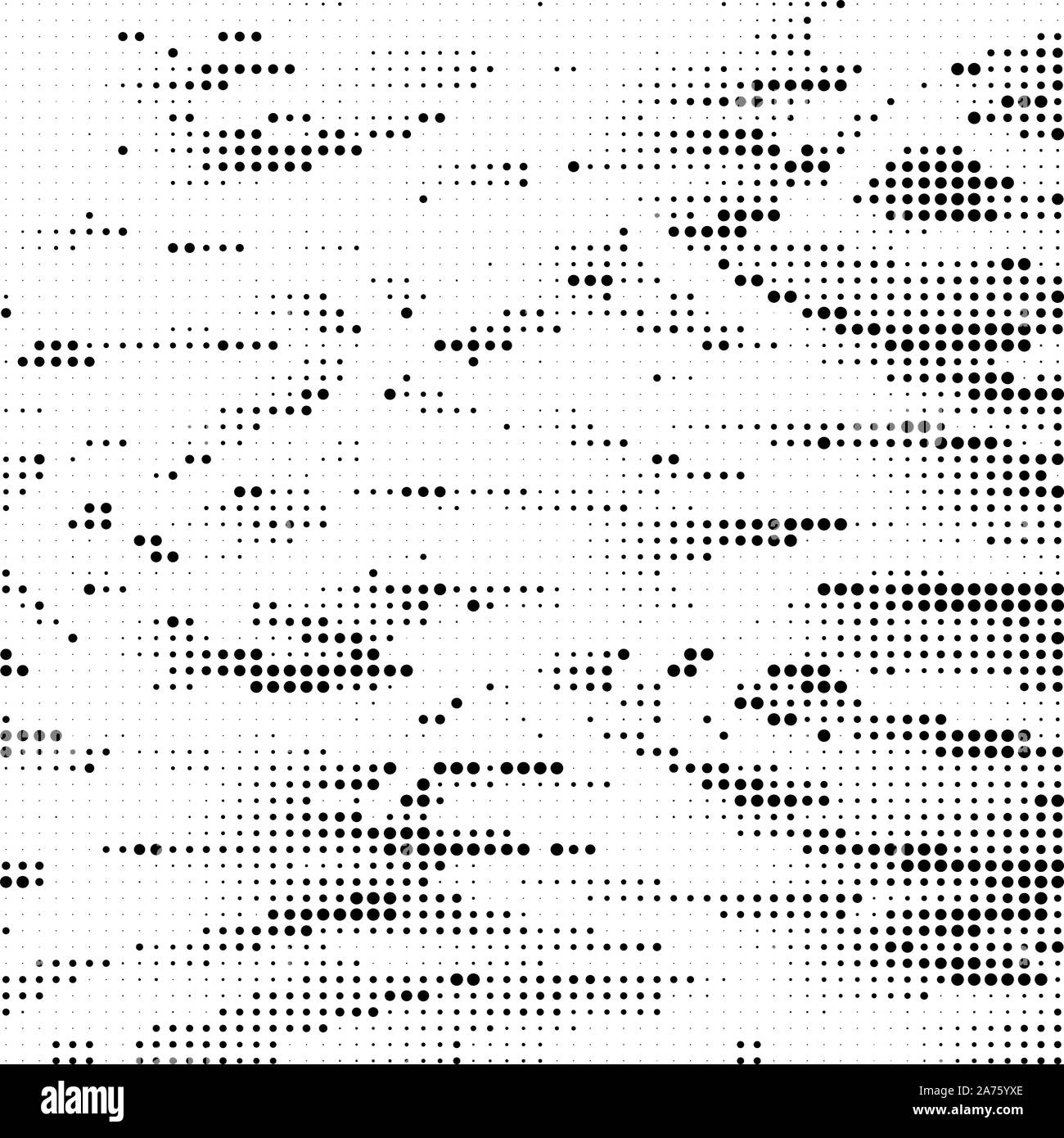 Rasterungsmuster. Satz von Punkten. Gepunktete Textur. Overlay Grunge Template. Not Linear Design. Fade Schwarzweiß-Punkte. Stockfoto