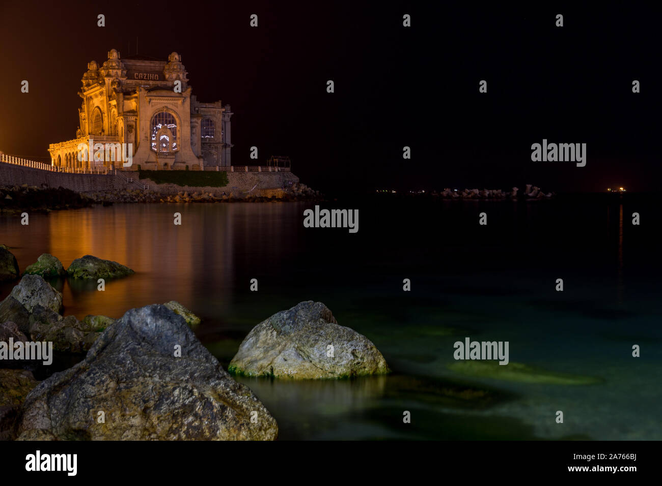 Nacht Foto alten Casino am Schwarzen Meer in Constanta, Rumänien Stockfoto