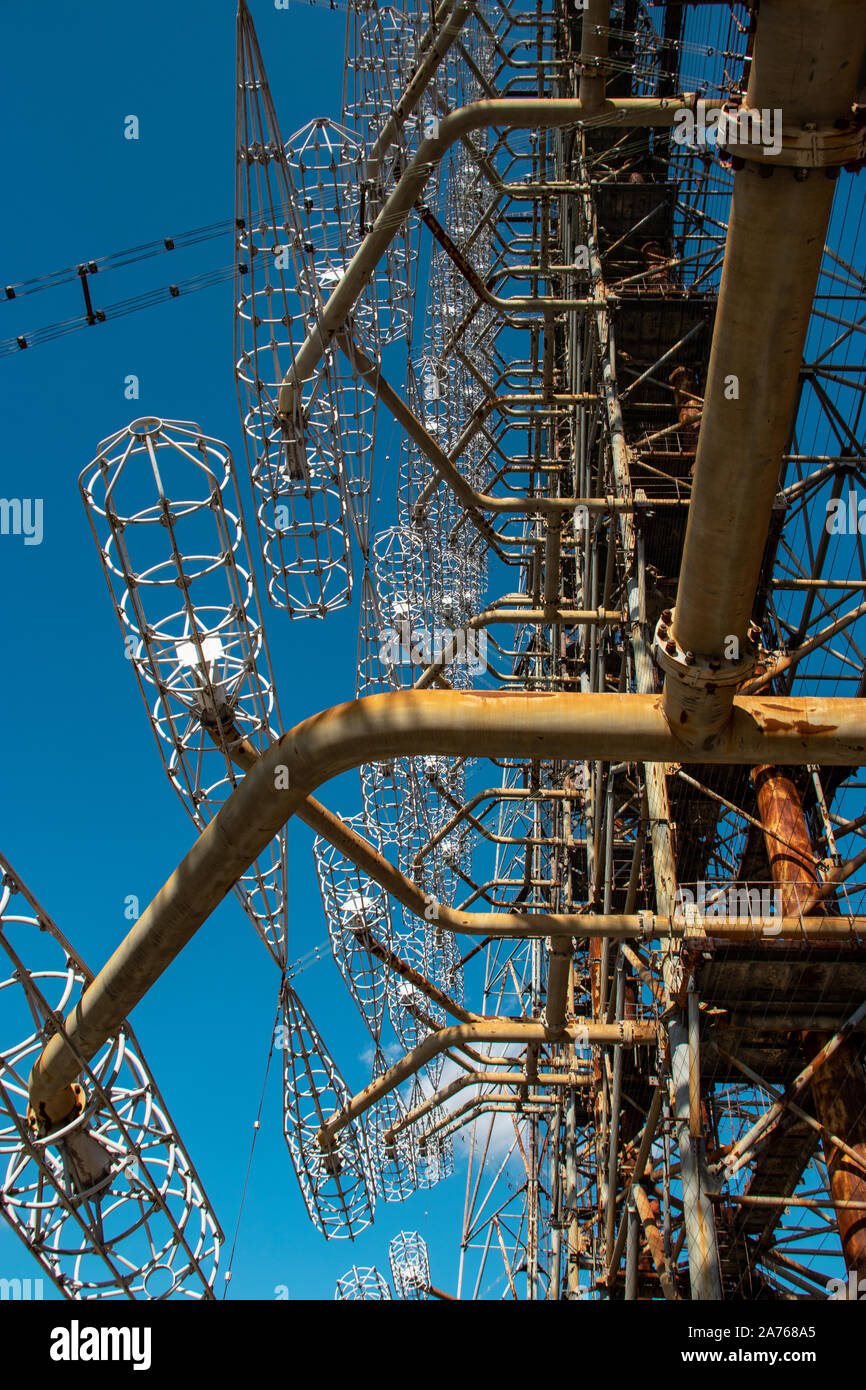 Sowjetische Horizont radar Station "Uga" in der Sperrzone von Tschernobyl, Ukraine Stockfoto