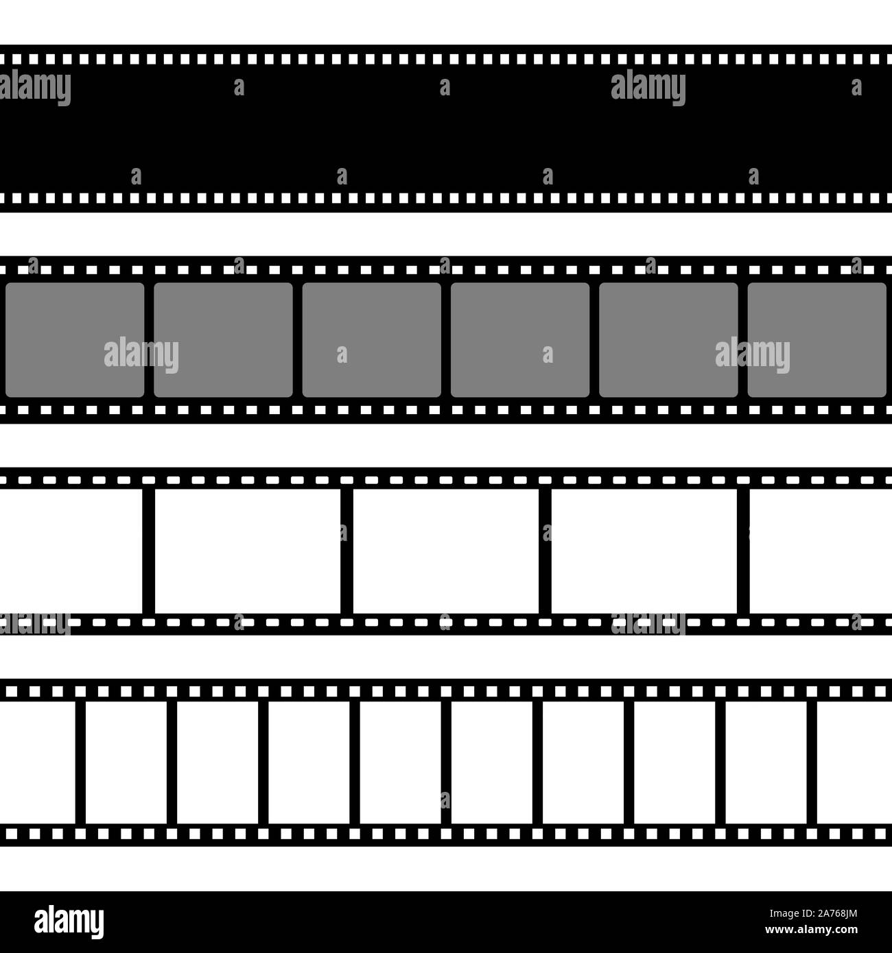 Filmstreifen Sammlung. Alten retro Kino streifen. Vektor Bilderrahmen. Stock Vektor