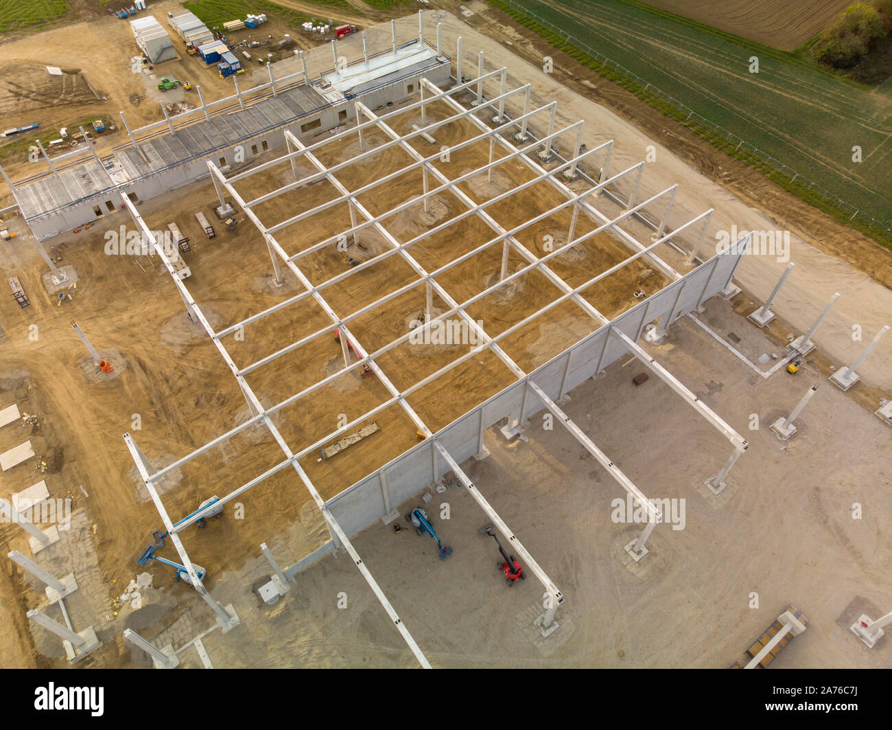 Luftaufnahme von einer großen Baustelle Stockfoto