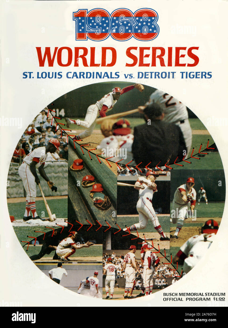 Das Programm für die 1968 MLB World Series zwischen den St. Louis Cardinals und der Detroit Tigers. Stockfoto