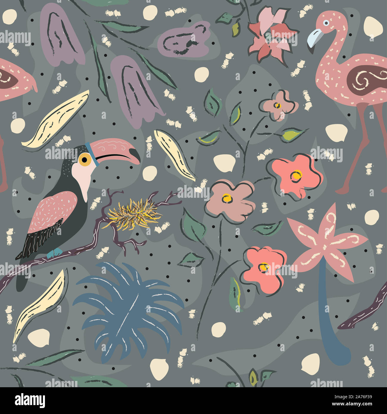 Nahtlose floralen Muster. Hand gezeichnet. Vector Illustration Stockfoto