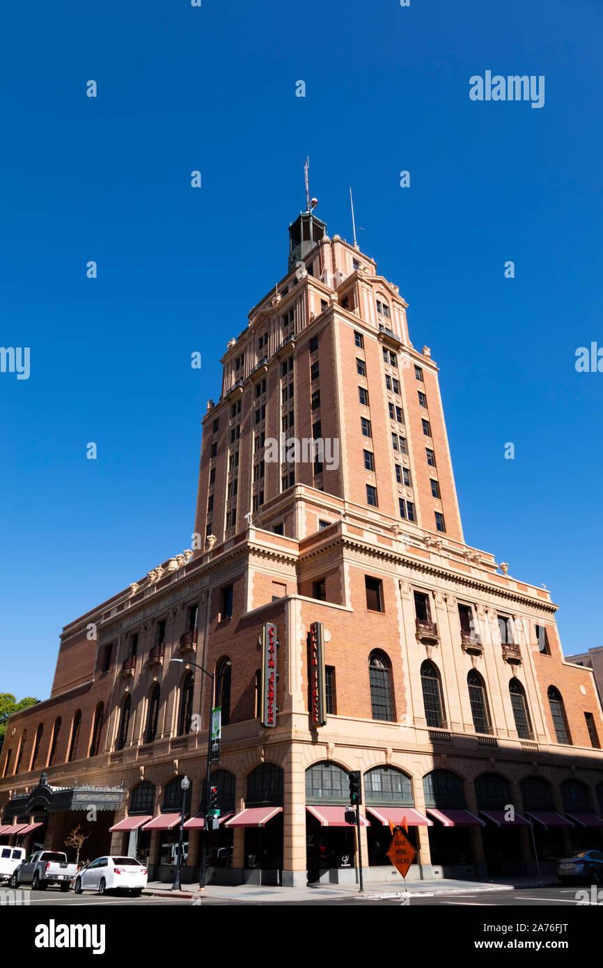 Die Elche Tower, dem Casino und Veranstaltungen Gebäude, Sacramento, die Hauptstadt des Staates Kalifornien, Vereinigte Staaten von Amerika. Stockfoto