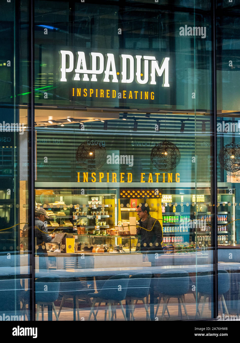 Papa Dum Indian Fast Food Restaurant in neuen Fetter Lane in London inspiriert Stockfoto